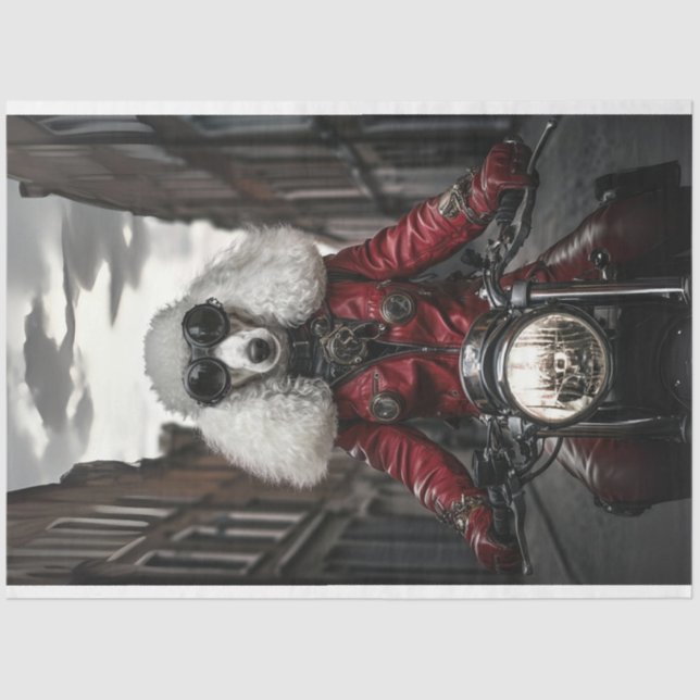 Decoupage Steampunk Standard Poodle Motorcycle Tissue Paper (Front)