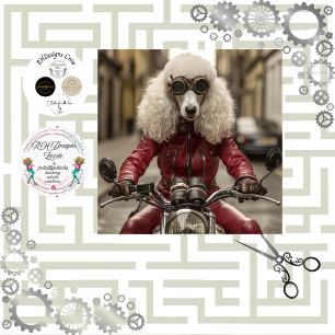 Decoupage Steampunk Standard Poodle Motorcycle Tissue Paper