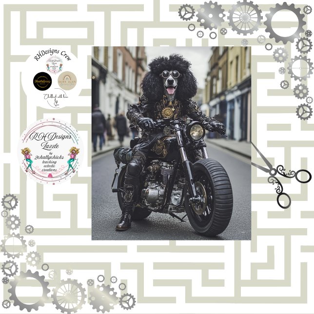 Decoupage Steampunk Standard Poodle Motorcyclist  Tissue Paper (Creator Uploaded)