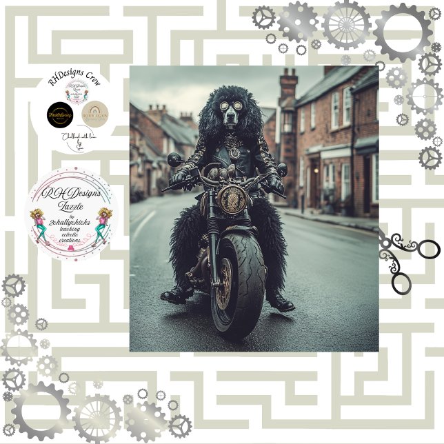 Decoupage Steampunk Standard Poodle Riding Bike  Tissue Paper (Creator Uploaded)