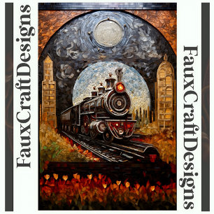 Decoupage Steampunk Train Loco Faux Mosaic 039 Tissue Paper
