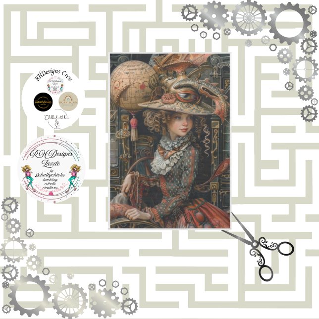 Decoupage Steampunk Traveller Victorian Girl Tissue Paper (Creator Uploaded)