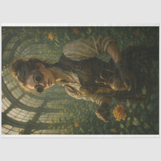 Decoupage Steampunk Victorian Gardener Art Tissue Paper (Front)