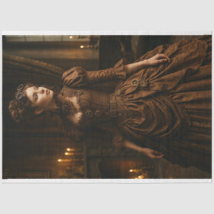 Decoupage Steampunk Victorian Lady in Brown Tissue Paper
