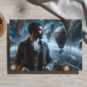 Decoupage Steampunk Victorian Space Air Captain Tissue Paper