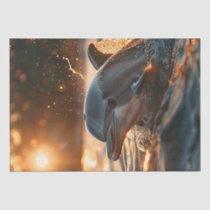Decoupage Sunset Ocean Dolphin Golden Hues Tissue Paper