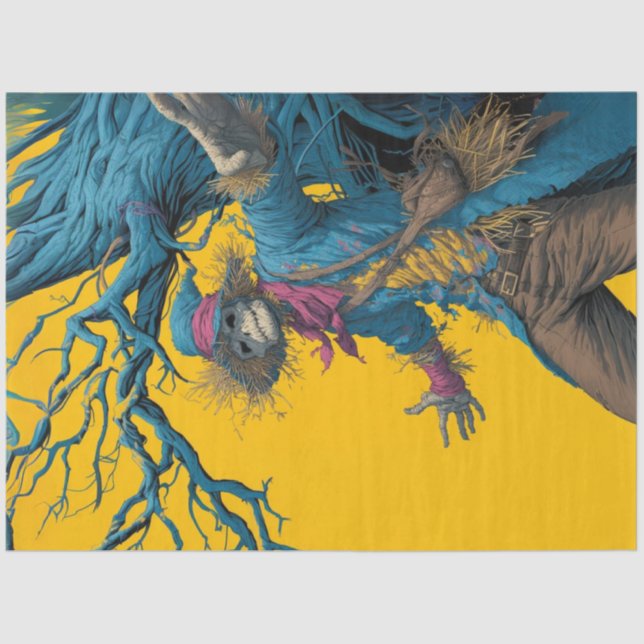 Decoupage Surreal Scarecrow Skull Face  Tissue Paper (Front)