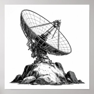 Decoupage Template: 1960s Asteroid Antenna  Poster