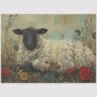 Decoupage Textured Botanical Sheep Artwork
