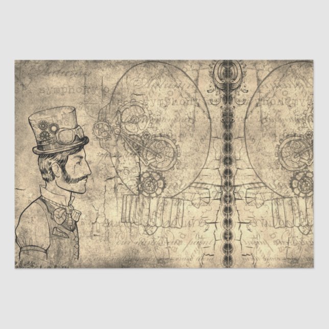  DECOUPAGE THINNER WEIGHT TOP HAT MAN |  TISSUE PAPER (Front)
