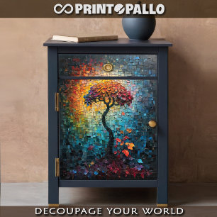 Decoupage - Tiled ceramic dreamlike tree - Tissue Paper