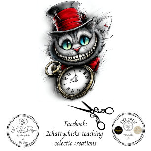 Decoupage Timekeeper Cat Pocket Watch Red Hat Tissue Paper