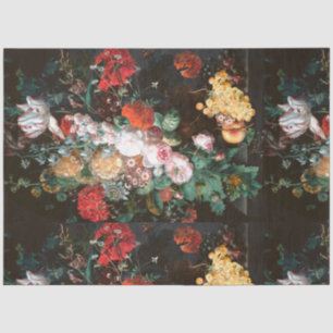 Decoupage Tissue Paper Dark Floral Roses