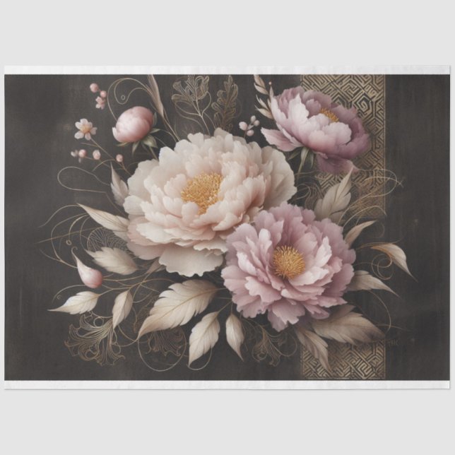 Decoupage Tissue Paper Floral Peony Design (Front)