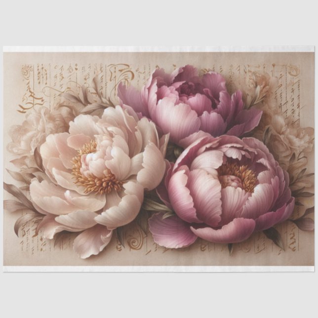 Decoupage Tissue Paper Floral Peony Design (Front)
