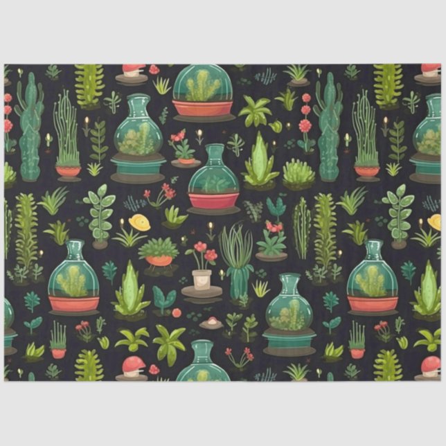 Decoupage Tissue Paper Glass Terrarium Vases (Front)