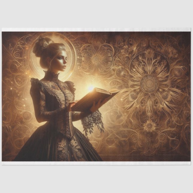 Decoupage Tissue Paper Gothic Victorian Lady (Front)