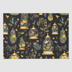 Decoupage Tissue Paper Terrarium Cloches on Black 