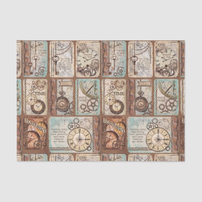 Decoupage Tissue Paper-Unlock The Journey Of Time Paper (Front)