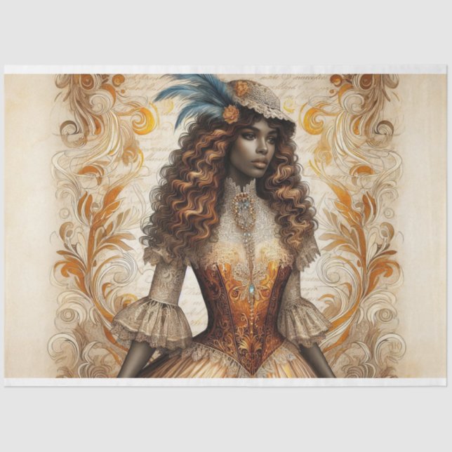 Decoupage Tissue Paper Victorian African American (Front)