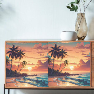 Decoupage Tropical Beach Sunset  Tissue Paper