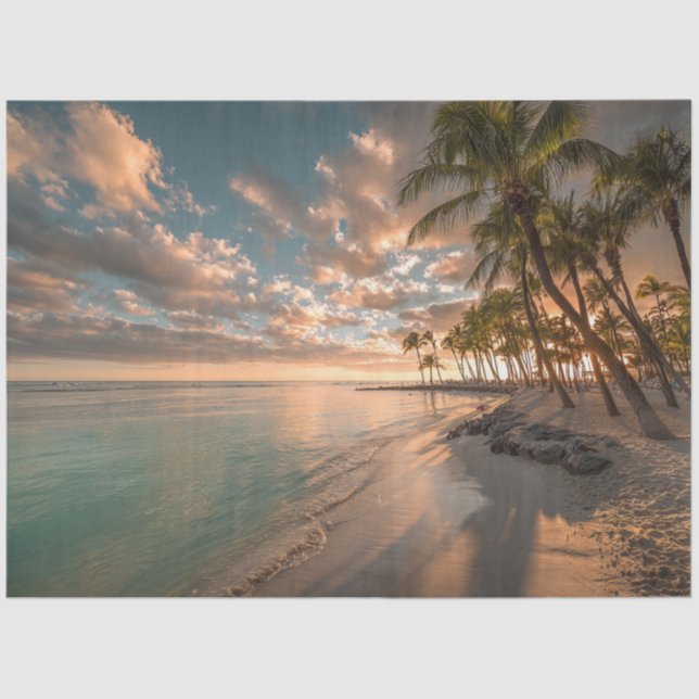 Decoupage Tropical Paradise Beach Palm Trees  Tissue Paper (Front)