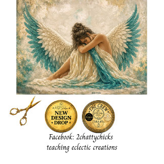 Decoupage Turquoise Winged Angel Ethereal Art Tissue Paper