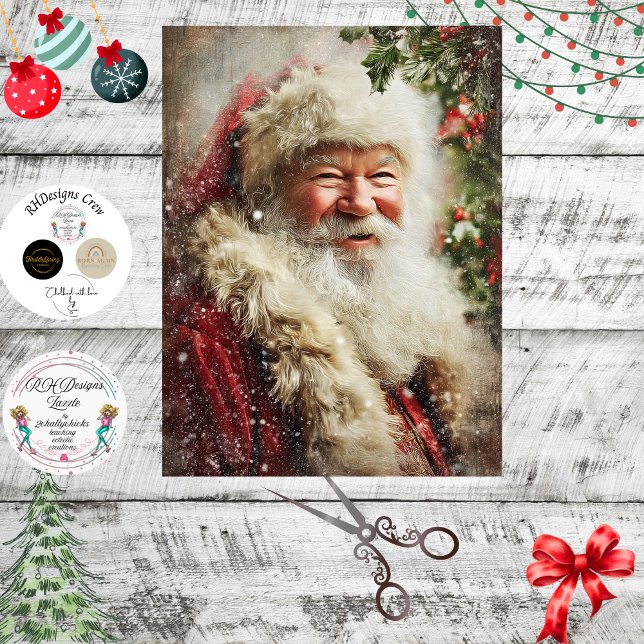 Decoupage Twinkling Christmas Santa  Tissue Paper (Creator Uploaded)