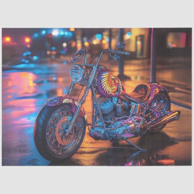 Decoupage Urban Custom Painted Motorcycle  Tissue Paper (Front)