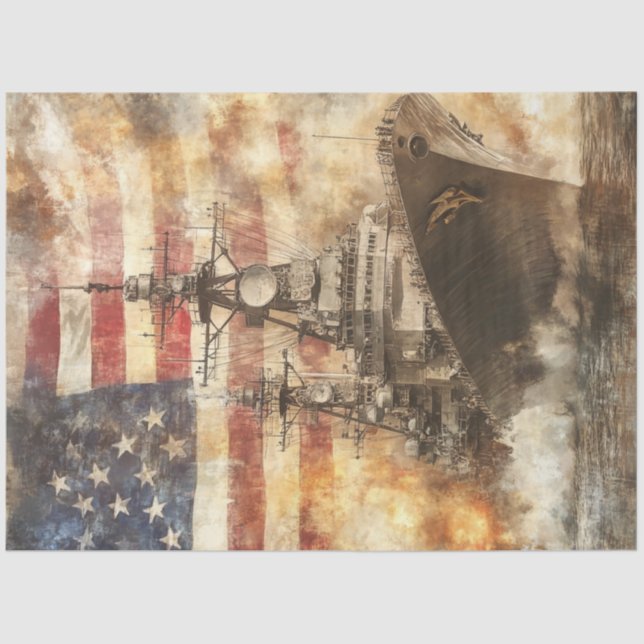 Decoupage USA Warship At Sea  Tissue Paper (Front)