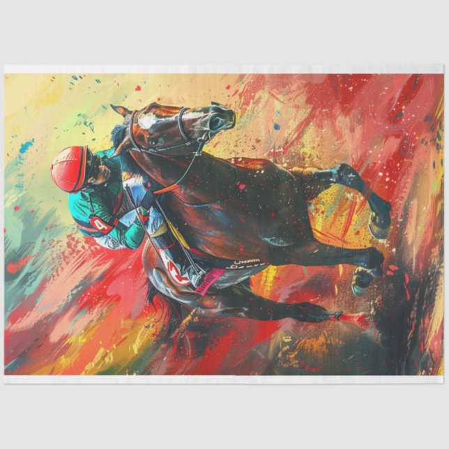 Decoupage Vibrant Abstract Jockey & Rider  Tissue Paper (Front)