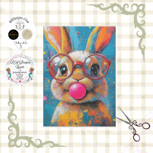 Decoupage Vibrant Coloured Bunny Blowing Bubbles Tissue Paper