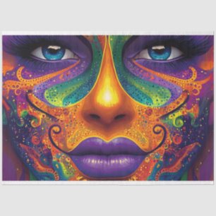 Decoupage Vibrant Coloured Mardi Gras Mask Tissue Paper