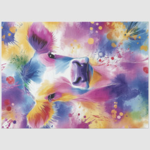 Decoupage Vibrant Coloured Swirl Cow Tissue Paper