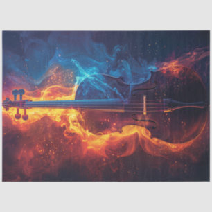 Decoupage Vibrant Fire Violin  Tissue Paper