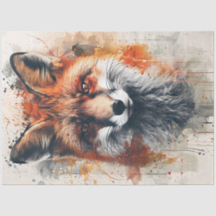 Decoupage Vibrant Fox Painting Abstract Background Tissue Paper