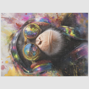 Decoupage Vibrant Painting Monkey Abstract  Tissue Paper