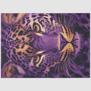 Decoupage Vibrant Purple Leopards Face Gold Leaf Tissue Paper