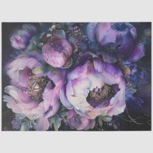 Decoupage Vibrant Purple Pink Peonies Digital  Tissue Paper