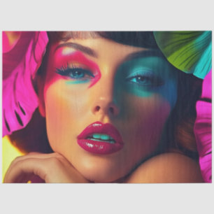 Decoupage Vibrant Woman Hues Yellow Green Purple  Tissue Paper