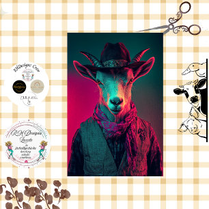 Decoupage Vibrantly Photo of Farmer Goat  Tissue Paper