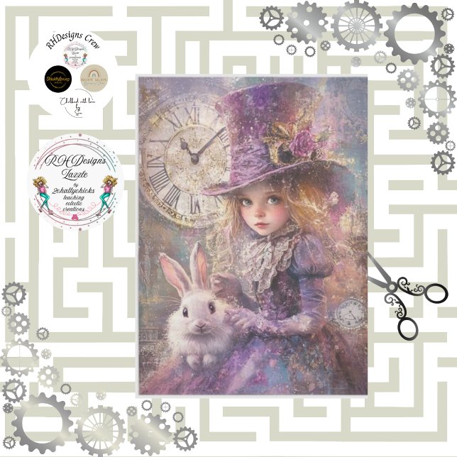 Decoupage Victorian Alice Wonderland Theme Artwork Tissue Paper (Creator Uploaded)