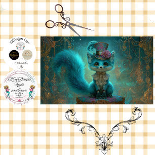 Decoupage Victorian Blue Teal Fantasy Fox Tissue Paper