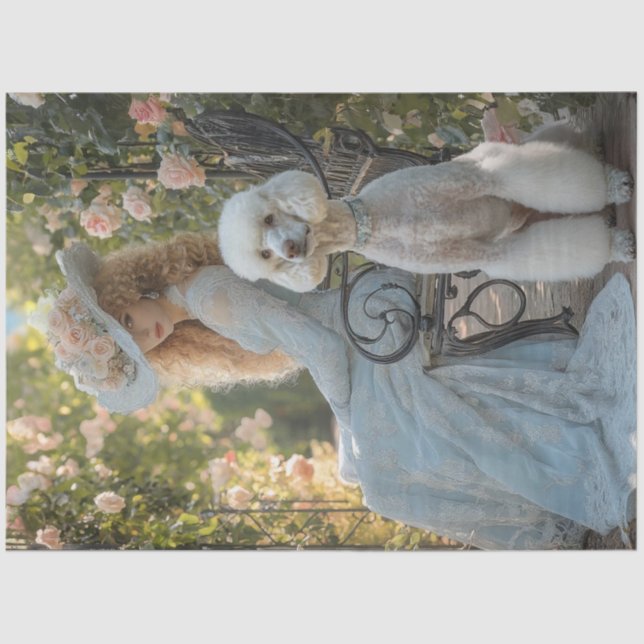 Decoupage Victorian Dressed Lady Standard Poodle Tissue Paper (Front)