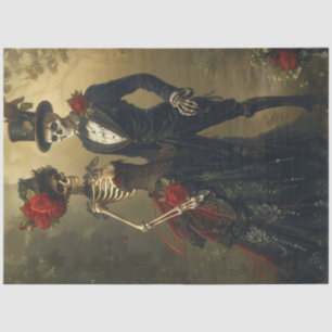 Decoupage Victorian Gothic Skeleton Wedding Day Tissue Paper