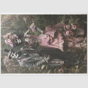 Decoupage Victorian Skeleton Couple  Tissue Paper