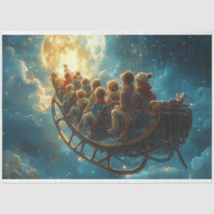 Decoupage Vintage Christmas Sleigh Ride Santa Tissue Paper