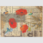 Decoupage Vintage Ephemera Poppy Hummingbird