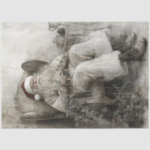 Decoupage Vintage Old World Charm Santa Setting Tissue Paper