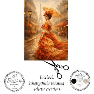 Decoupage Vintage Parisian Stroll in Lace Gown Tissue Paper
